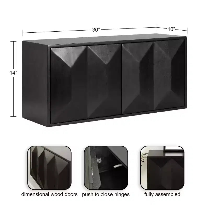 Armoire murale moderne de style scandinave à deux portes, noire