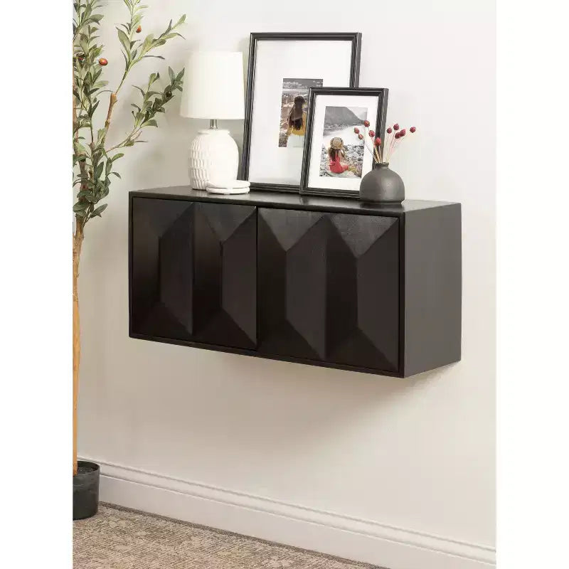 Armoire murale moderne de style scandinave à deux portes, noire