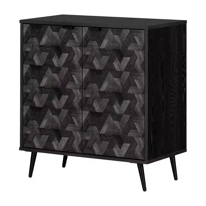 Meuble de rangement à 2 portes, chêne noir/gris foncé