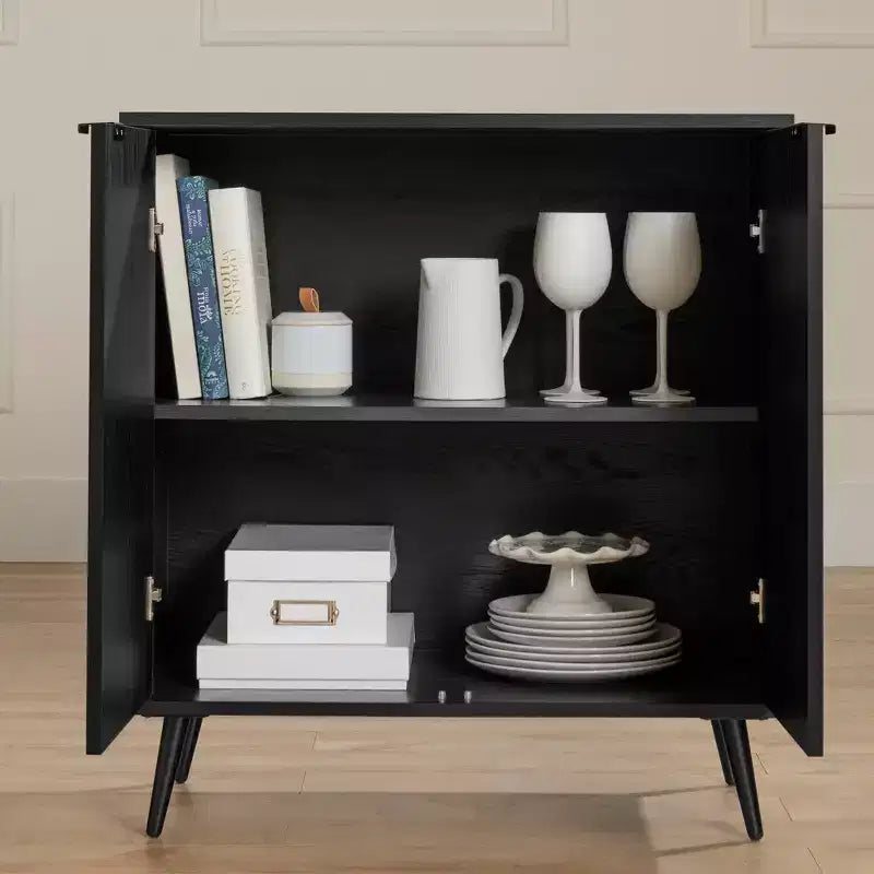 Meuble de rangement à 2 portes, chêne noir/gris foncé