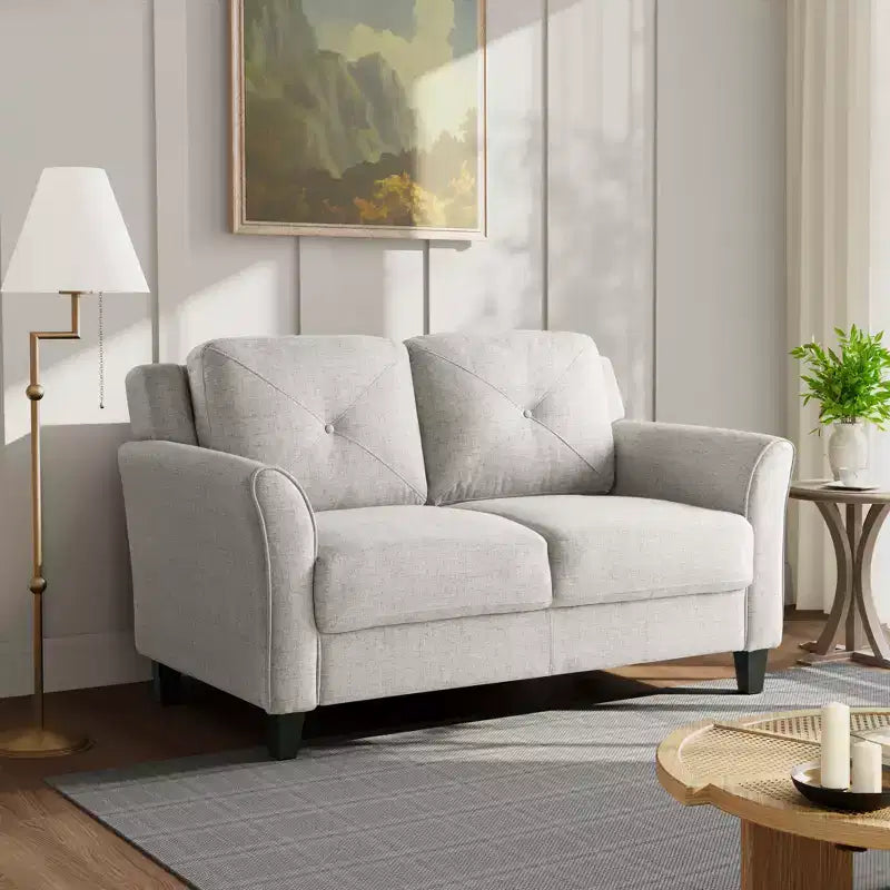 Causeuse minimaliste de style nordique, beige tissé