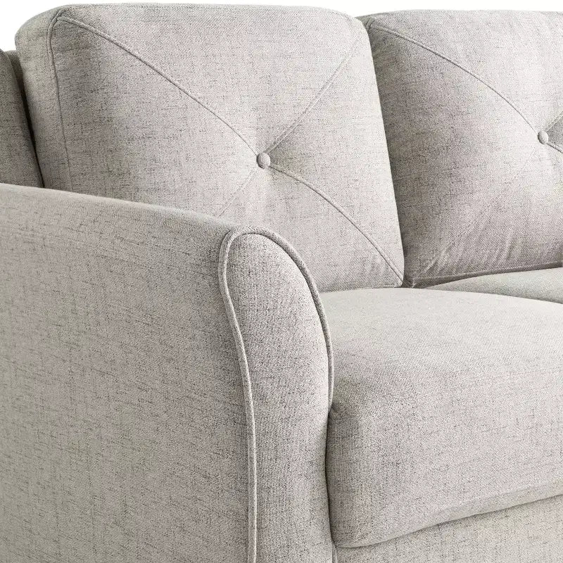 Causeuse minimaliste de style nordique, beige tissé