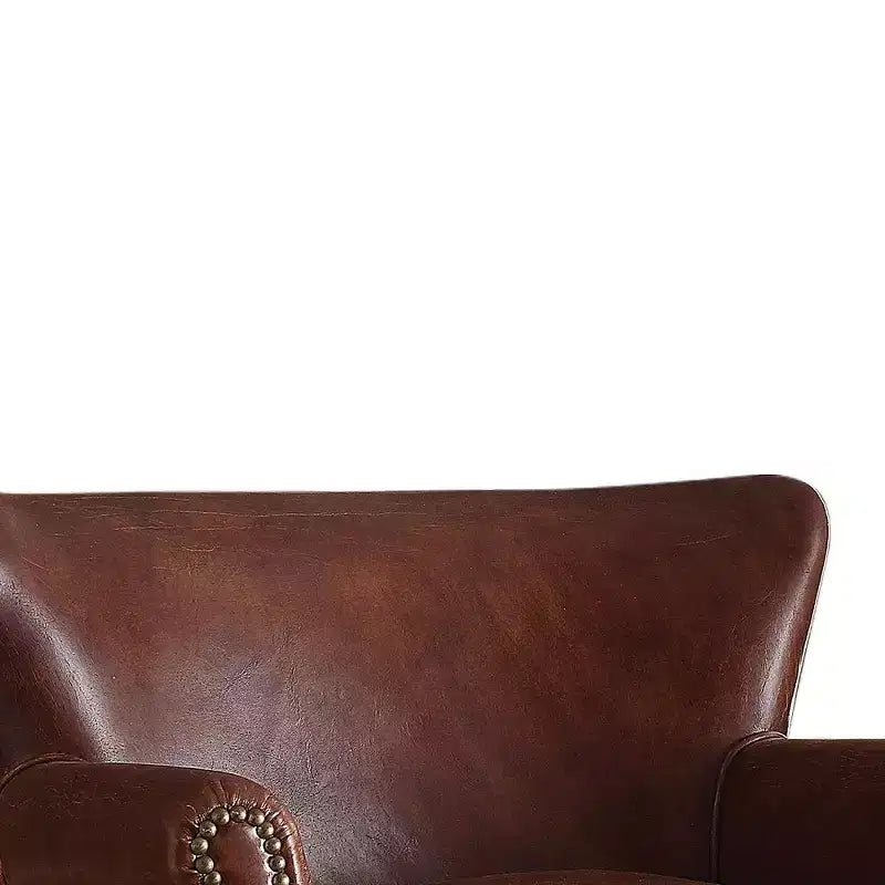 Fauteuil d’appoint vintage en cuir pleine fleur brun foncé