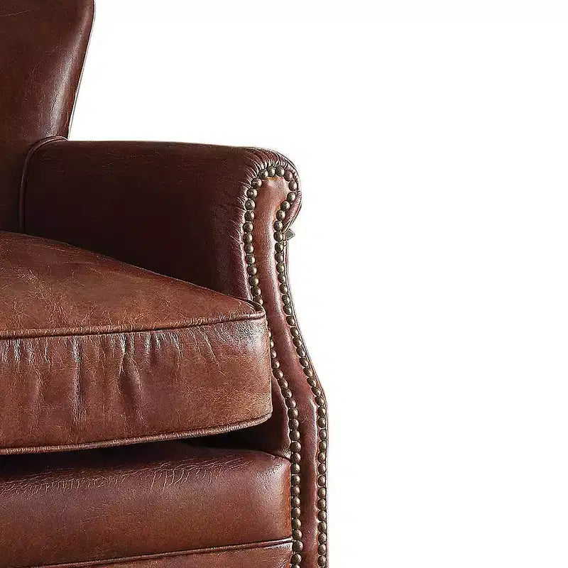 Fauteuil d’appoint vintage en cuir pleine fleur brun foncé