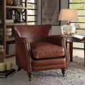 Fauteuil d’appoint vintage en cuir pleine fleur brun foncé