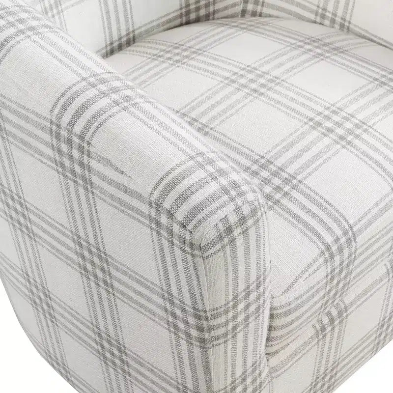 Fauteuil d’appoint avec repose-pieds à carreaux gris