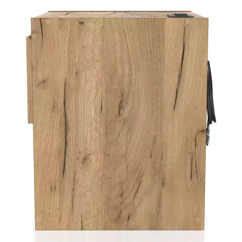 Table de chevet moderne à 1 tiroir avec prises électriques, chêne clair