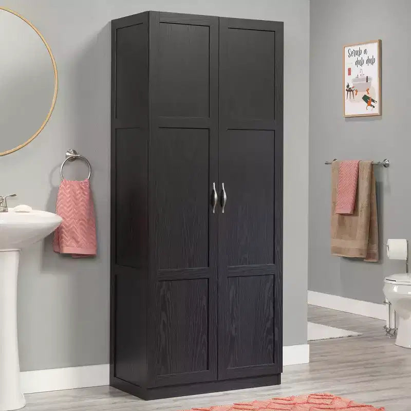Armario de almacenamiento con 4 cajones ajustables, veta de madera negra