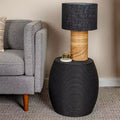 Table d’appoint ronde en forme de tonneau, style classique, noire