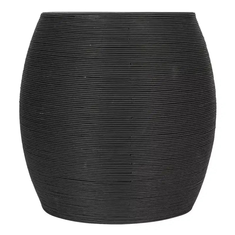 Table d’appoint ronde en forme de tonneau, style classique, noire