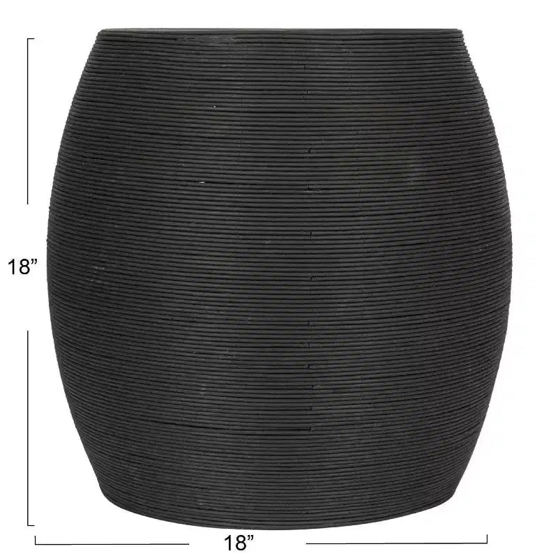 Table d’appoint ronde en forme de tonneau, style classique, noire