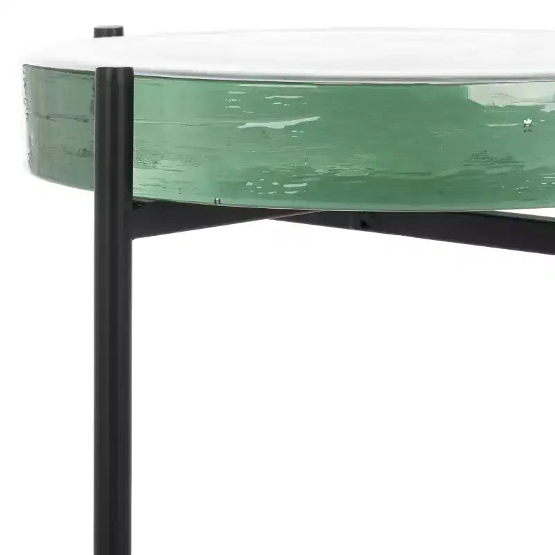 Table d’appoint en verre créative, transparente/noire