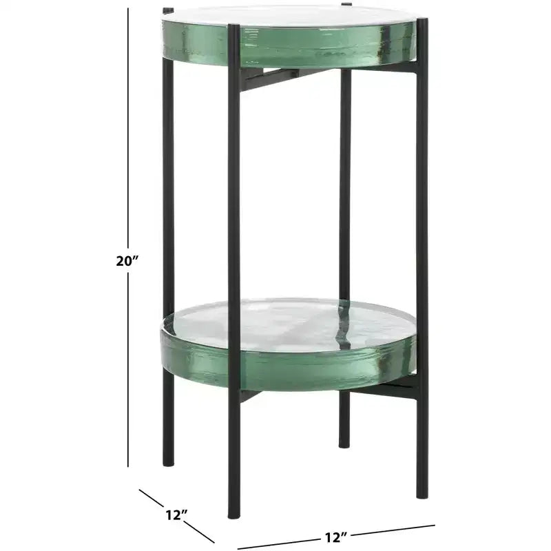 Kreativer Beistelltisch aus Glas, Klar/Schwarz