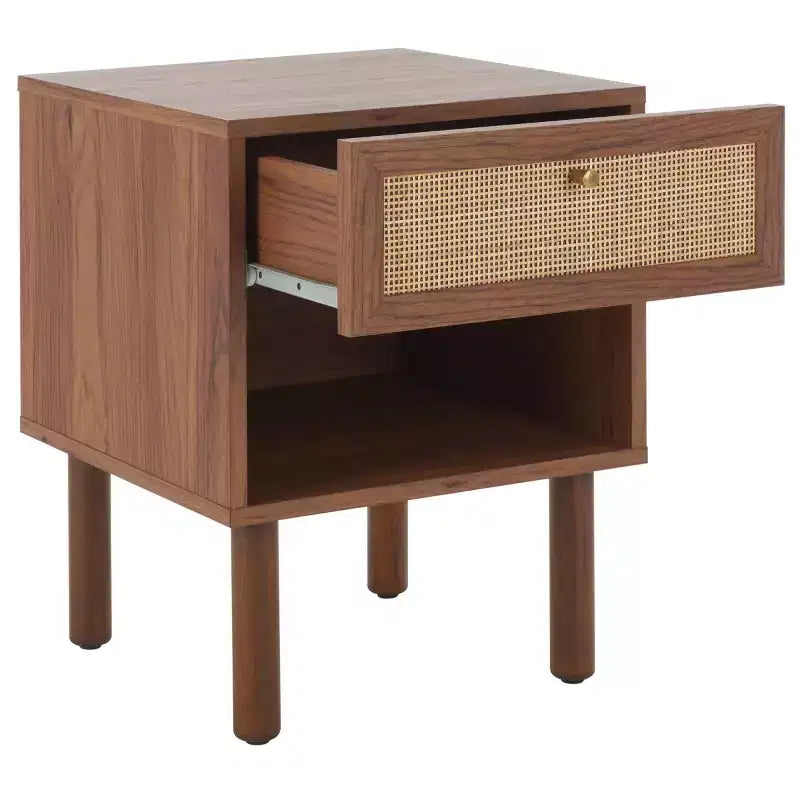 Table de chevet de style traditionnel, noyer/naturel