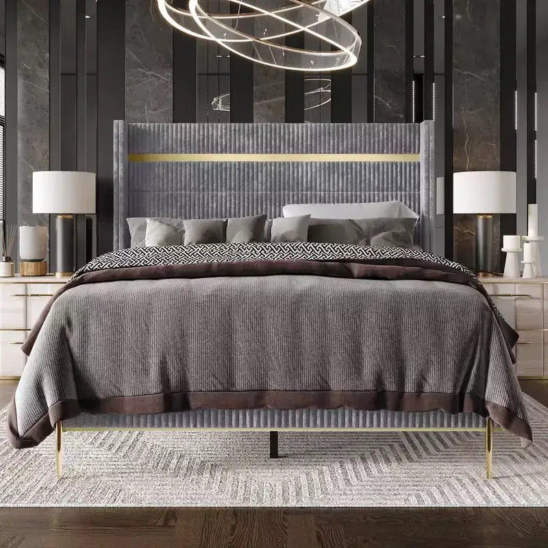 Cama tapizada de estilo escandinavo clásico