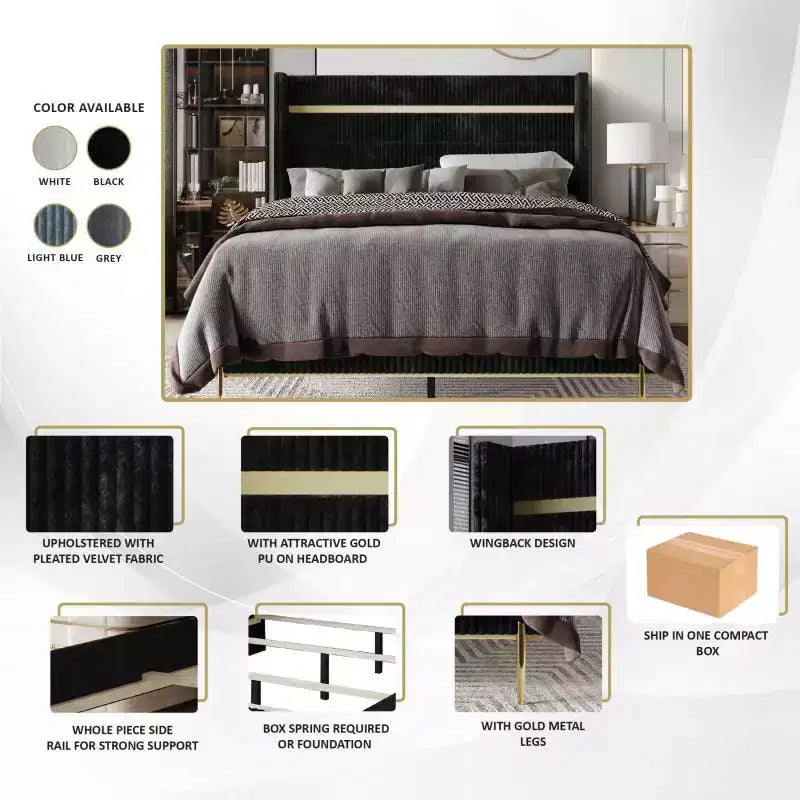 Cama tapizada de estilo escandinavo clásico