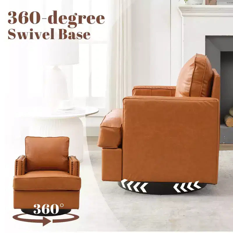 Drehbarer Clubsessel, 31.9 W, moderner Akzentsessel aus Leder, bequemer Polstersessel mit 360-Grad-Drehfunktion fürs Wohnzimmer (Set aus 2)