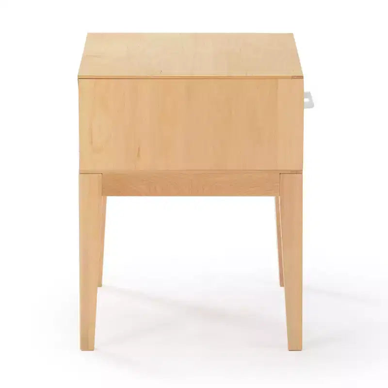 Nachttisch aus Holz mit 1 Schublade, Beistelltisch aus Holz zur Aufbewahrung im Schlafzimmer, Nachttisch, Weiß/Birke