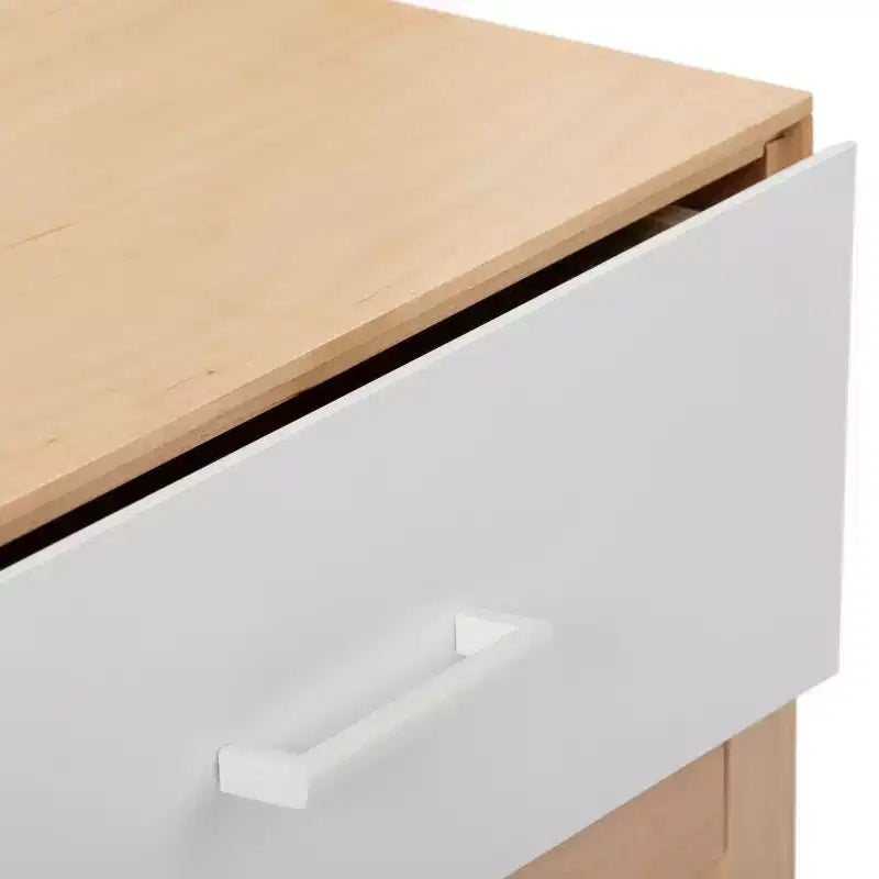 Nachttisch aus Holz mit 1 Schublade, Beistelltisch aus Holz zur Aufbewahrung im Schlafzimmer, Nachttisch, Weiß/Birke