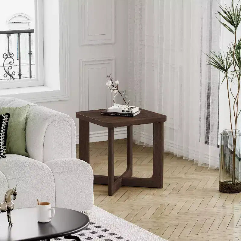 Table d’appoint carrée en bois de 24 in. de largeur avec coins arrondis