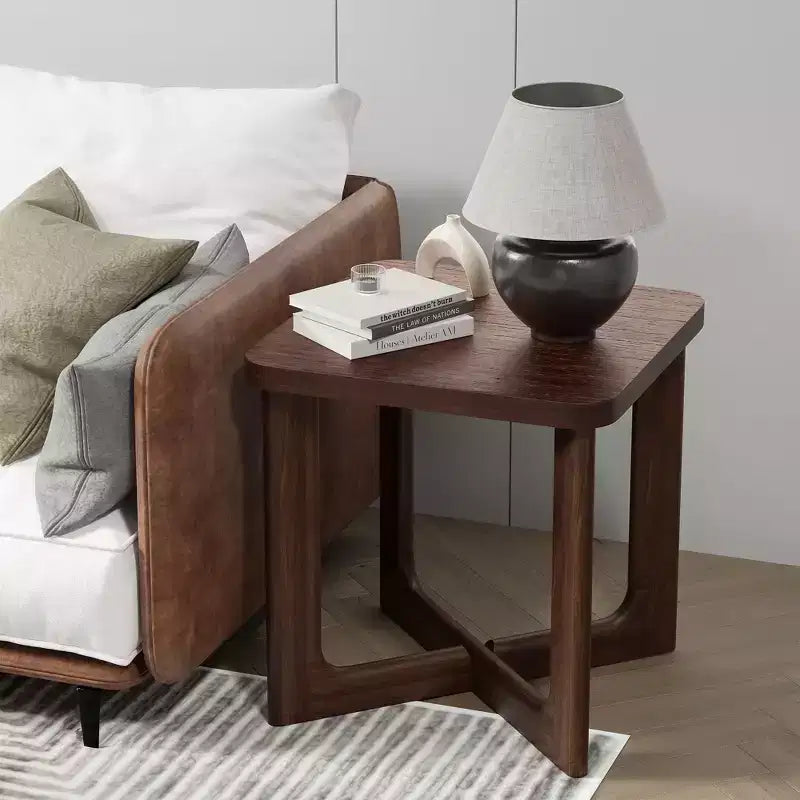 Table d’appoint carrée en bois de 24 in. de largeur avec coins arrondis