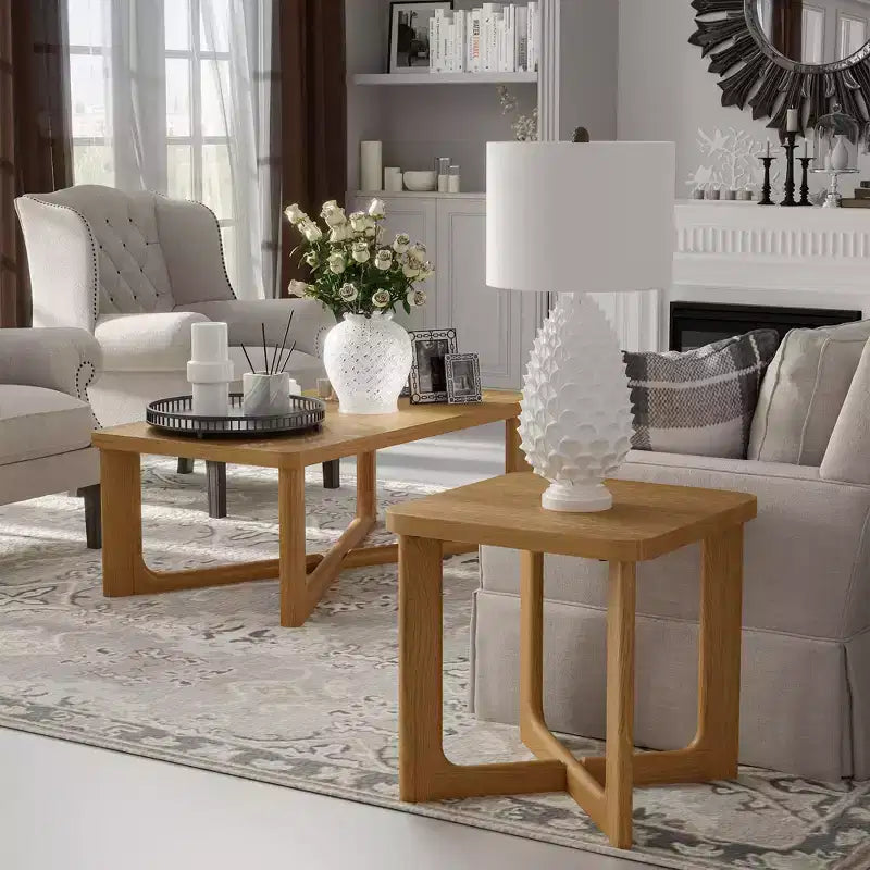 Table d’appoint carrée en bois de 24 in. de largeur avec coins arrondis