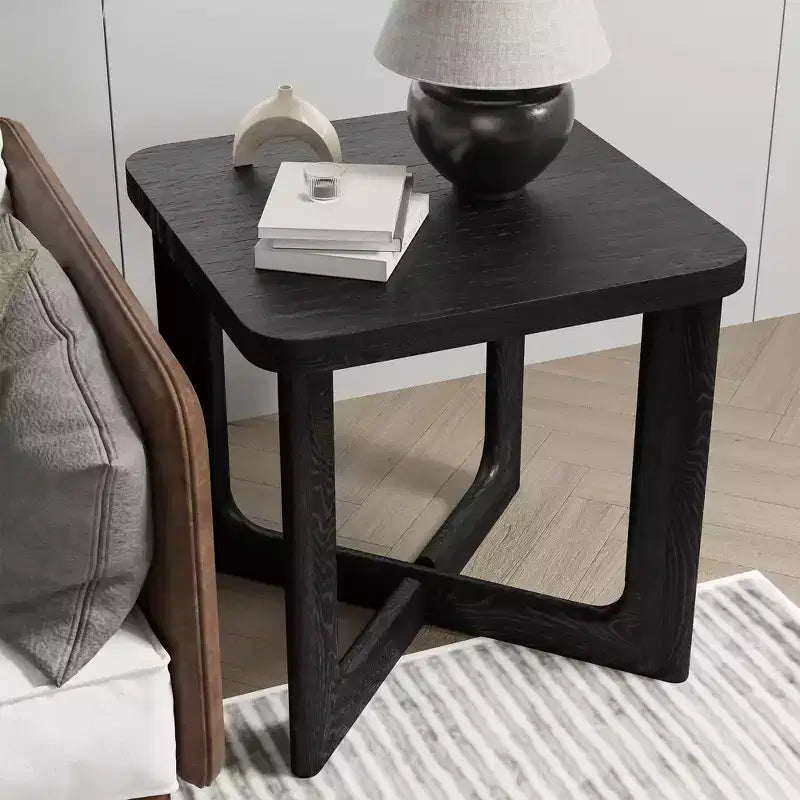 Table d’appoint carrée en bois de 24 in. de largeur avec coins arrondis