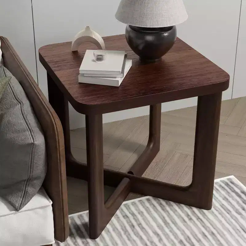 Table d’appoint carrée en bois de 24 in. de largeur avec coins arrondis