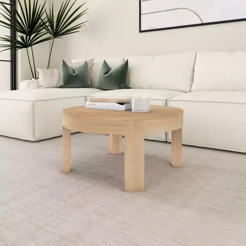 Runder Couchtisch aus Massivholz mit geschwungener Form, 30 Couchtisch, Couchtische fürs Wohnzimmer, moderner Mitteltisch für kleine Räume