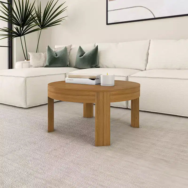 Runder Couchtisch aus Massivholz mit geschwungener Form, 30 Couchtisch, Couchtische fürs Wohnzimmer, moderner Mitteltisch für kleine Räume