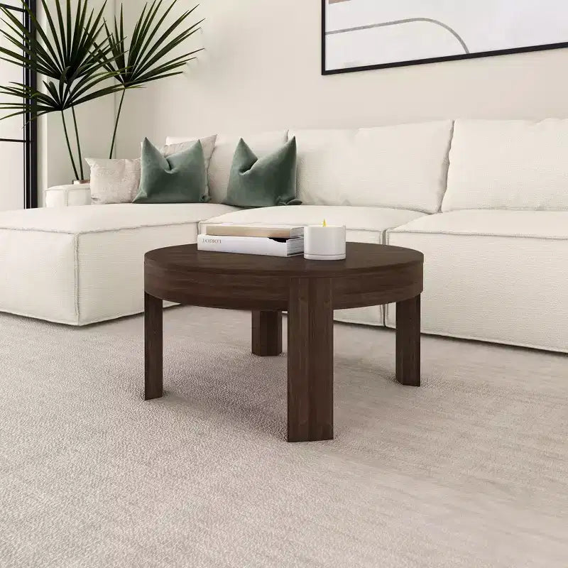 Runder Couchtisch aus Massivholz mit geschwungener Form, 30 Couchtisch, Couchtische fürs Wohnzimmer, moderner Mitteltisch für kleine Räume