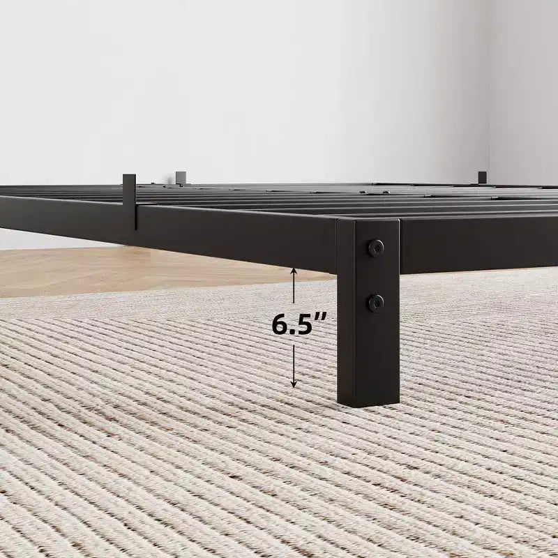 Cadre de lit de 8 pouces, cadre de lit plateforme bas en métal avec support pour matelas, silencieux, facile à assembler, noir