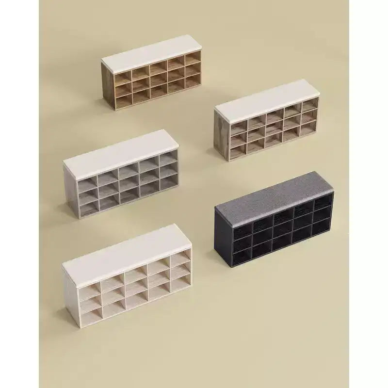 Schuhregal-Sitzbank mit Kissen und 15 Fächern