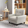 1/2 STK Gepolsterter moderner Akzentstuhl, Mid-Century-Sessel mit Beinen aus Kautschukholz, Beige