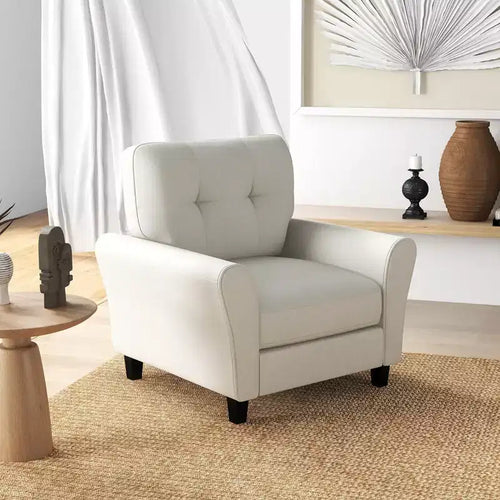 1/2 fauteuil(s) d’appoint moderne(s) rembourré(s), fauteuil de style milieu du siècle avec pieds en bois d’hévéa, beige