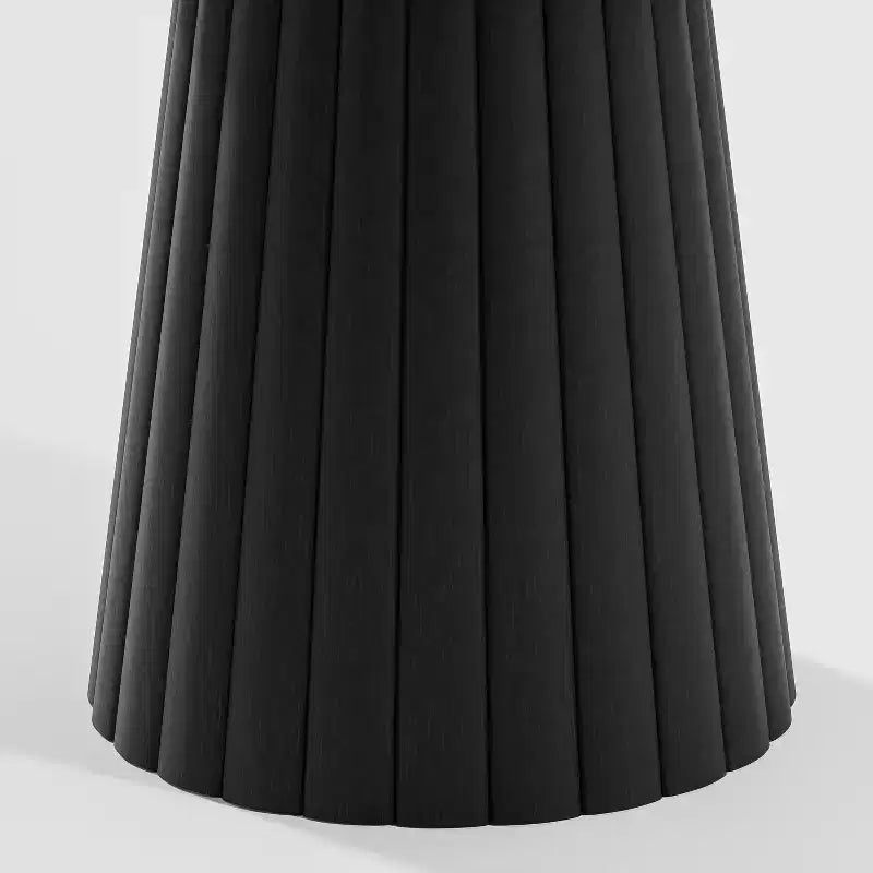 Mesa de comedor redonda de madera negra con base de diseño para 6 personas