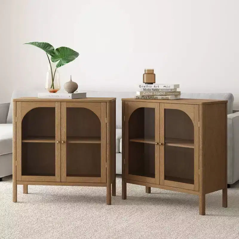 Juego de 2 armarios consola con puertas de estilo clásico