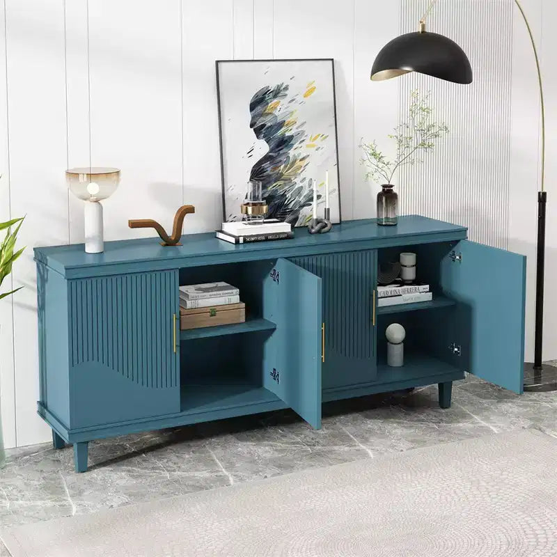 4-türiger Schrank, 70.07'', Sideboard, modernes Aufbewahrungsbuffet, belastbar bis 330lbs, Aufbewahrungsschrank für Wohnzimmer, Küche, Schlafzimmer und Flur