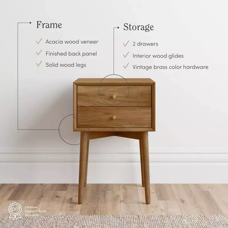 Lot de 2 tables de chevet de style rétro classique