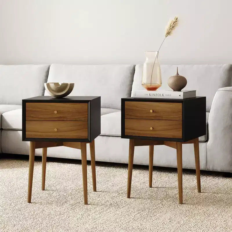 Lot de 2 tables de chevet de style rétro classique