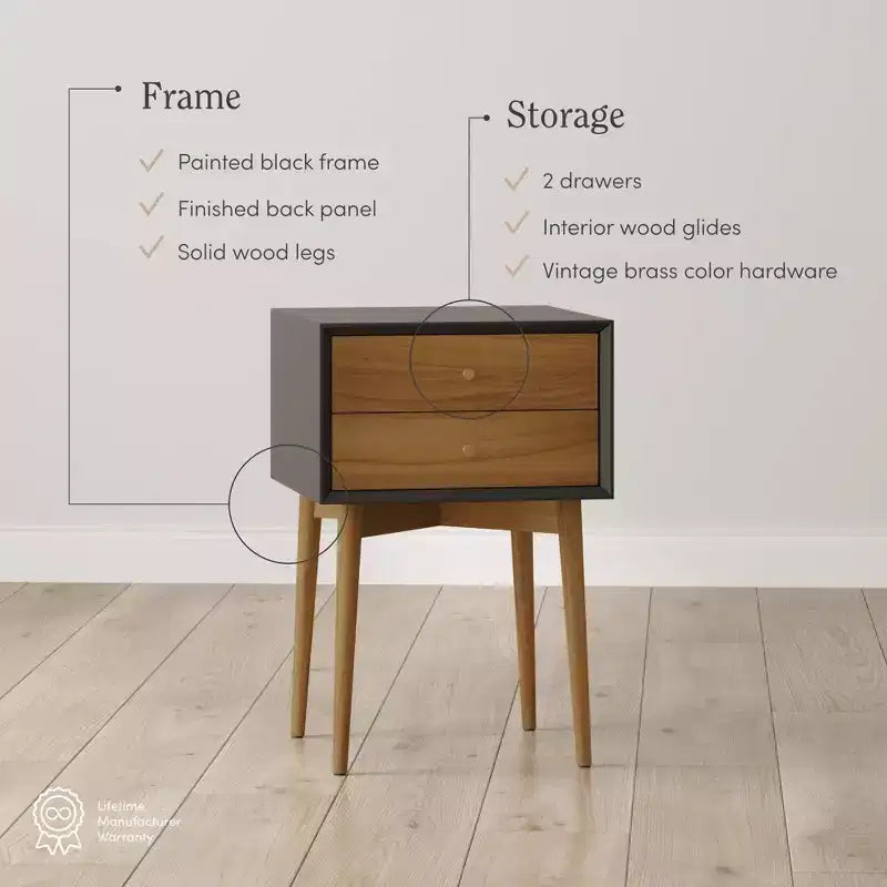 Lot de 2 tables de chevet de style rétro classique