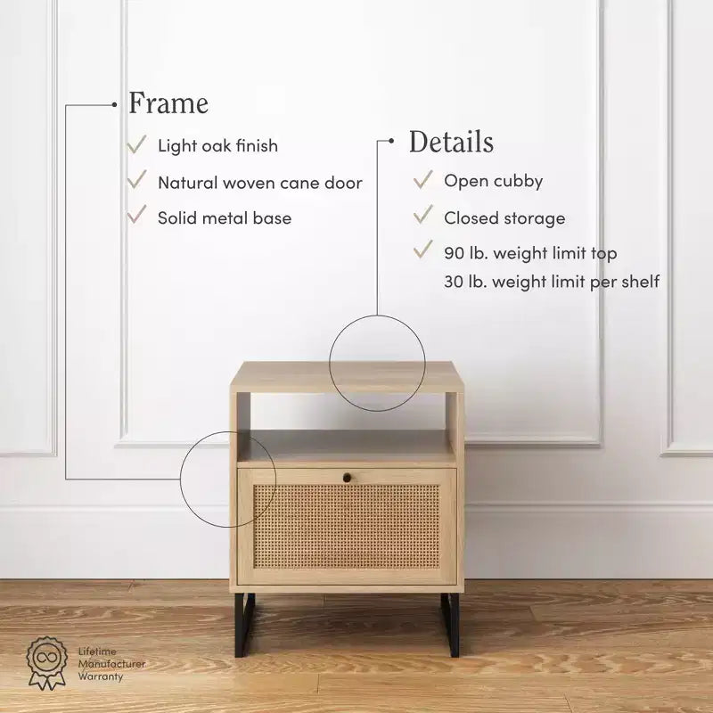 Ensemble de 2 tables de chevet en rotin de style scandinave classique