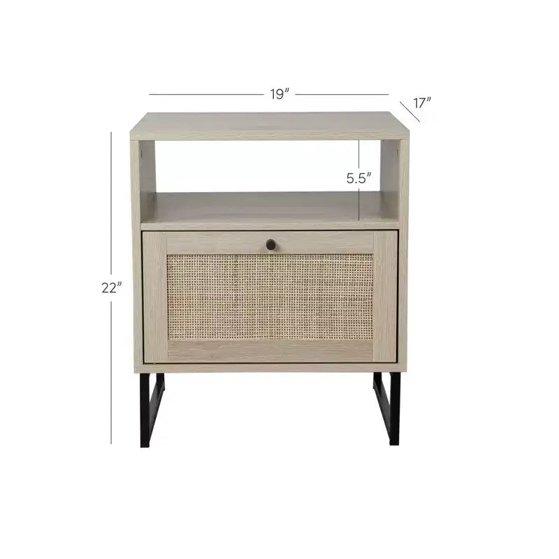 Ensemble de 2 tables de chevet en rotin de style scandinave classique