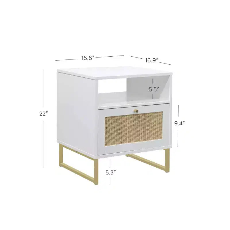 Ensemble de 2 tables de chevet en rotin de style scandinave classique