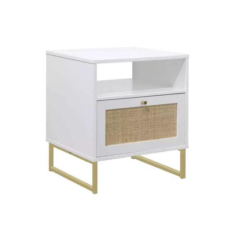 Ensemble de 2 tables de chevet en rotin de style scandinave classique