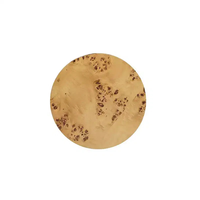 Table d’appoint colonne de 22, brun naturel chaud, placage de loupe de bois burl