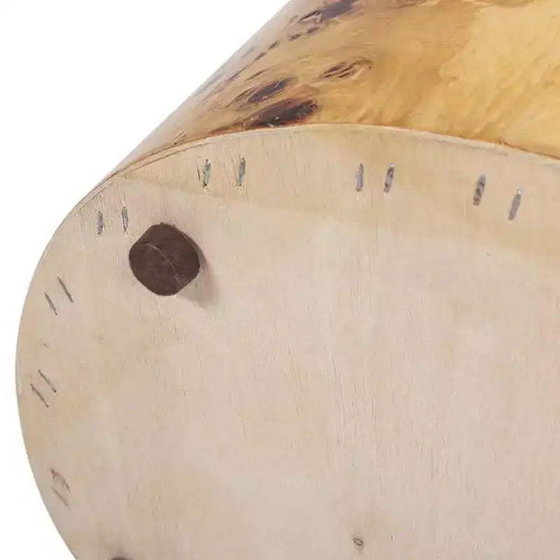 Table d’appoint colonne de 22, brun naturel chaud, placage de loupe de bois burl