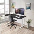 Bureau électrique réglable en hauteur à double moteur avec plateau de 55 et piètement blanc