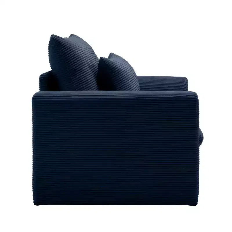 Fauteuil une place en velours côtelé avec assise profonde de 33.8 et coussin lombaire