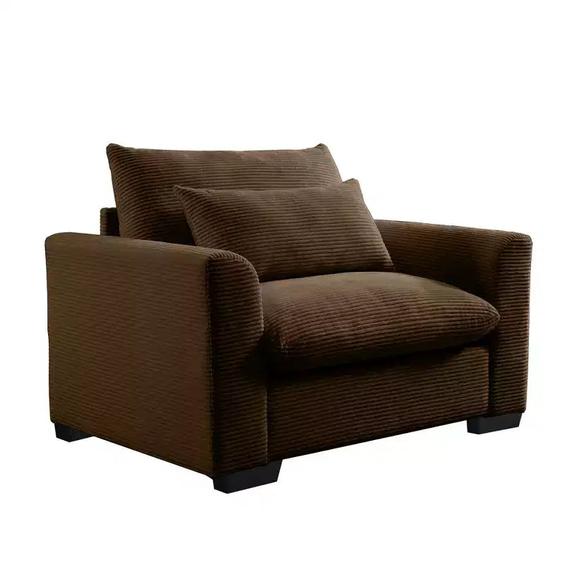 Fauteuil une place en velours côtelé avec assise profonde de 33.8 et coussin lombaire
